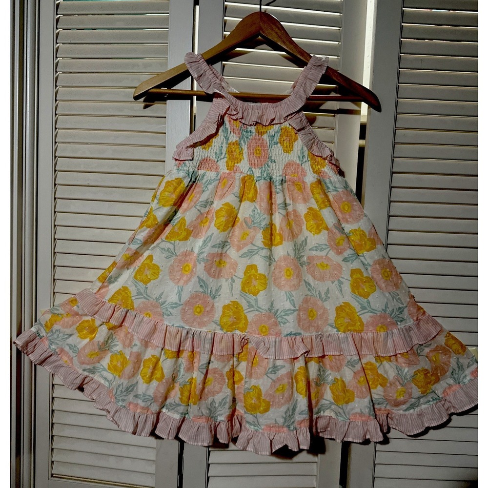 Rachel Zoe Girls Floral Dress, Sleeveless Smocked Tiered Ruffle Dress, Size‎ 4T